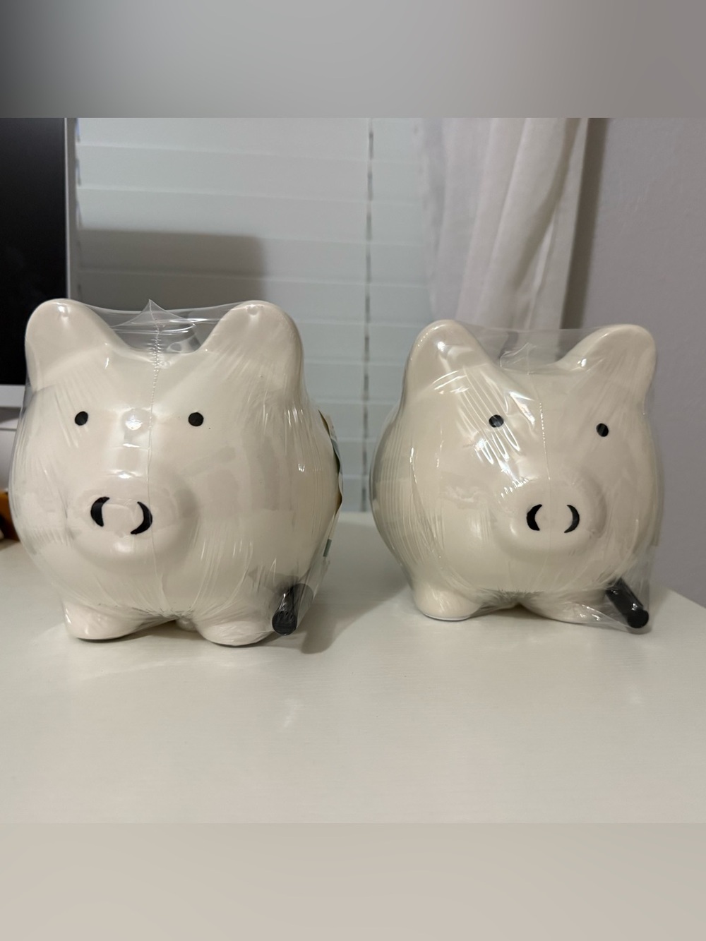 New Ceramic Piggy Bank Set - white Decorative Savings Pots make your own design